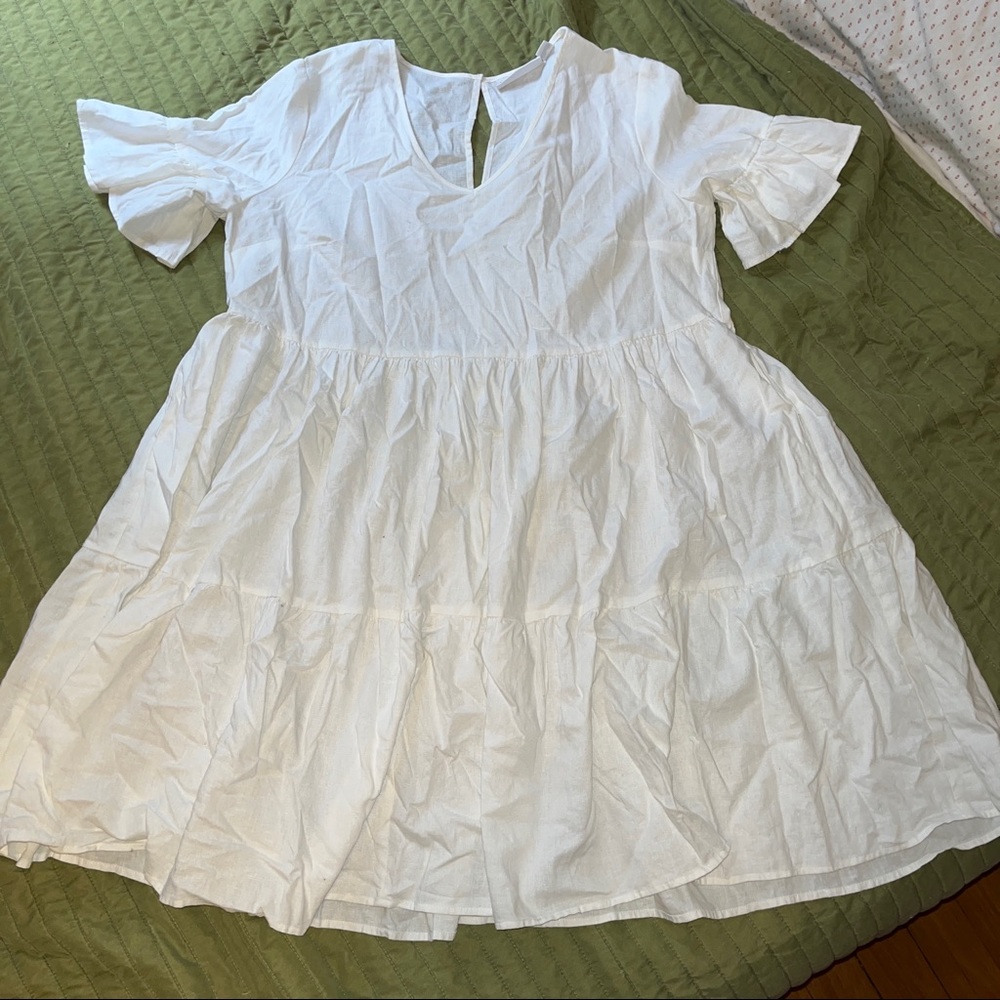 tiered linen smock dress